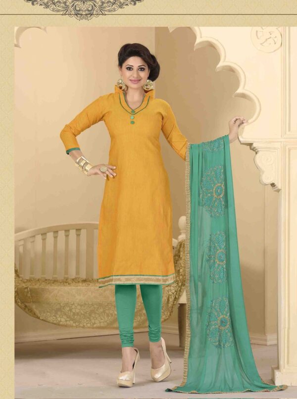 Cotton Suit Women Yellow &  Green