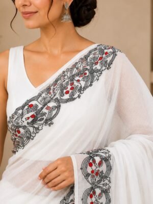Designer Silk Saree with Natural Jute Work