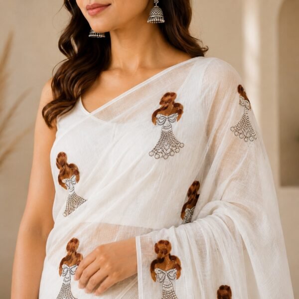 Traditional Thread Work Embroidered Saree