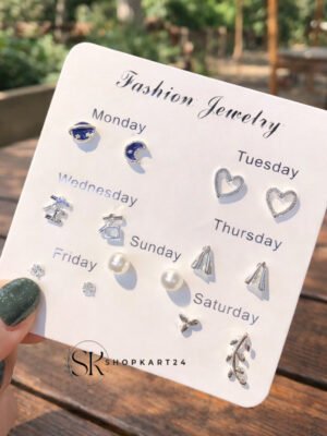 7 Days Style Stud Earring Combo Card