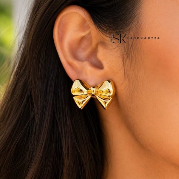 Anti Tarnish Golden Bow Earrings