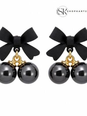 Black Noir Bow Earrings