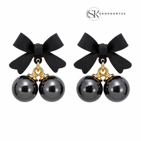 Black Noir Bow Earrings