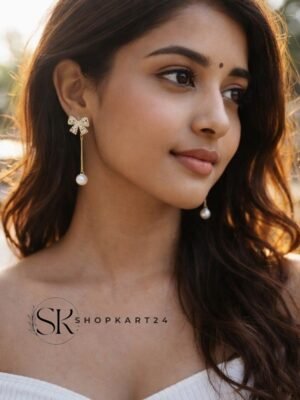 Bow knot Tassel Pearl Drop Earring