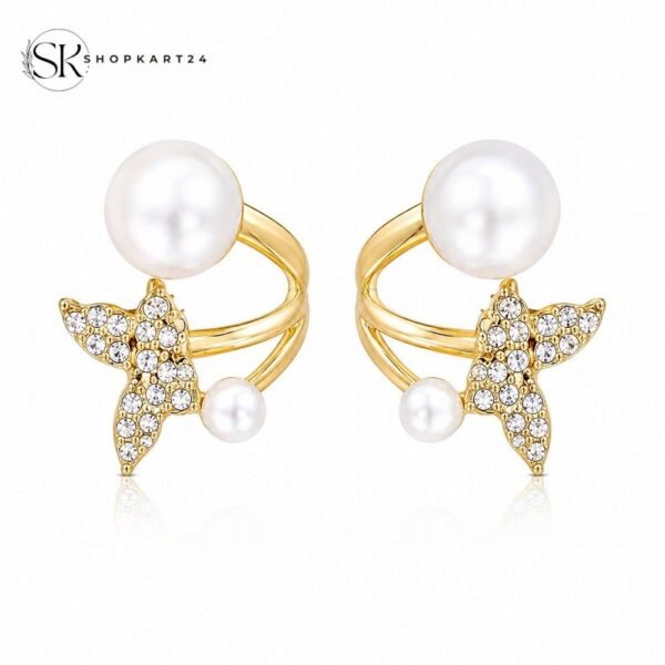 Butterfly Pearl Stud Earring