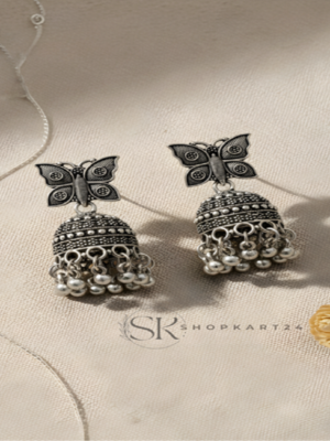 Butterfly Stud Silver Jhumki