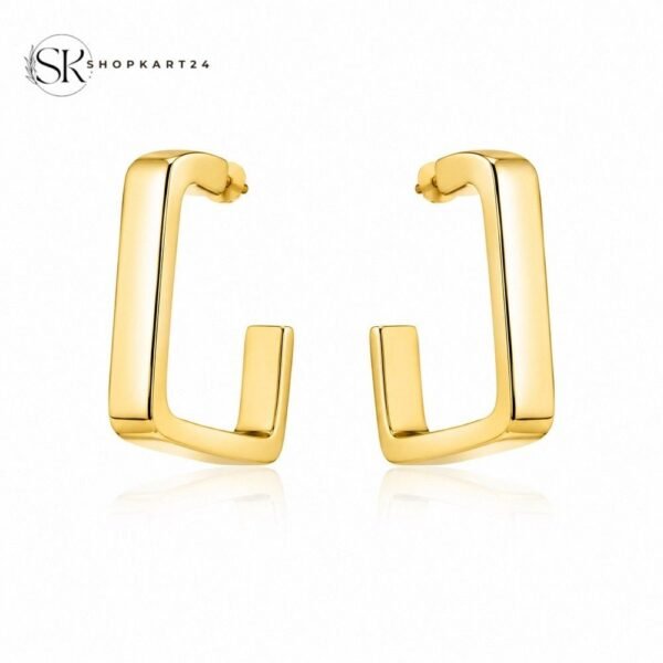 Gold Square Hoop Korean Earring