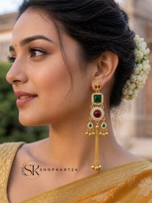 Green Long Kashmiri Earring