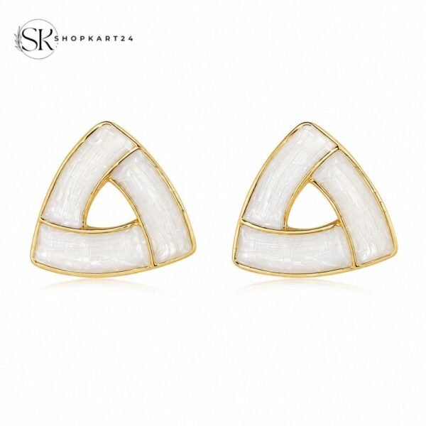 Korean Geometric Pearl Earrings