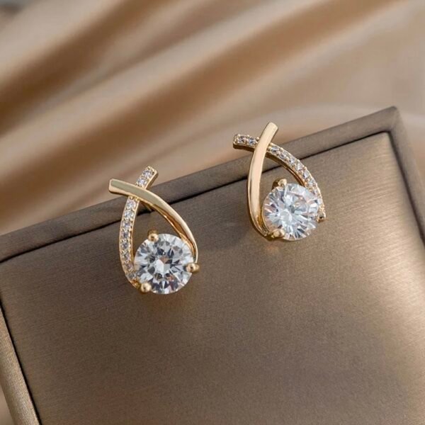 Korean Style Temperament Cross Diamond Stud Earring