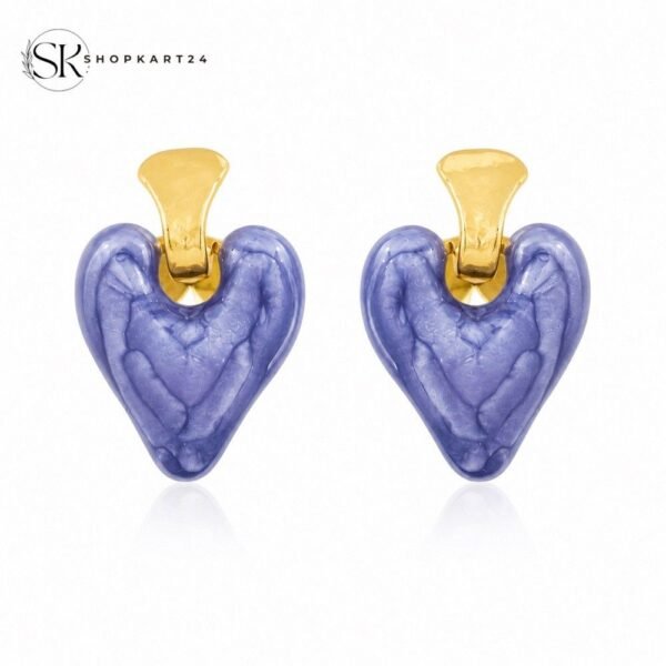 Lavender Heart Korean Earrings