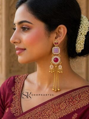 Light Purple Long Kashmiri Earring