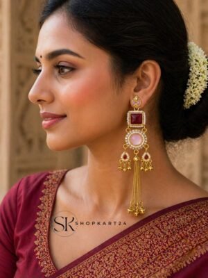 Mehroon Long Kashmiri Earring