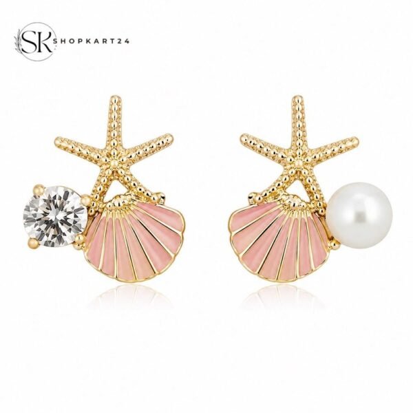 Pink Seashell Korean Earrings