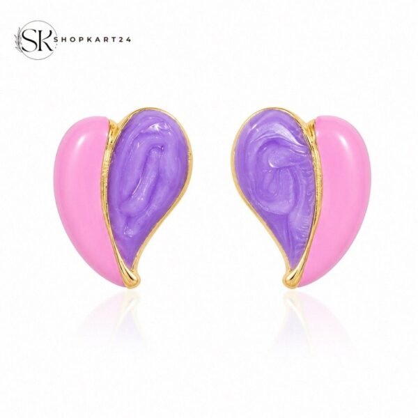 Pink Violet Heart Earrings