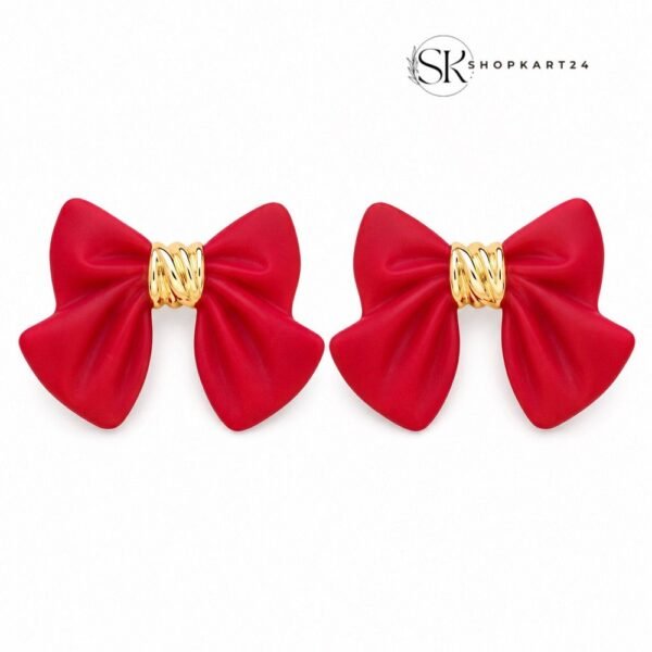Red Velvet Bow Studs