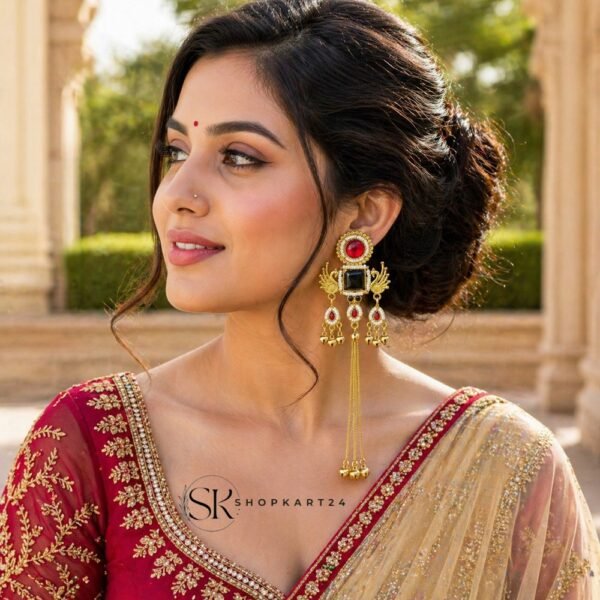 Royal Peacock Black Kashmiri Earring