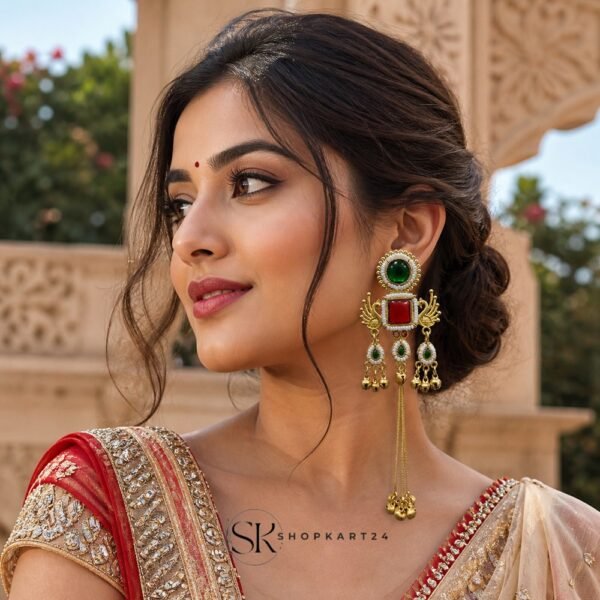 Royal Peacock Green Kashmiri Earring