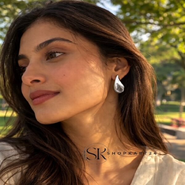 Silver Tear Drop Korean Earring